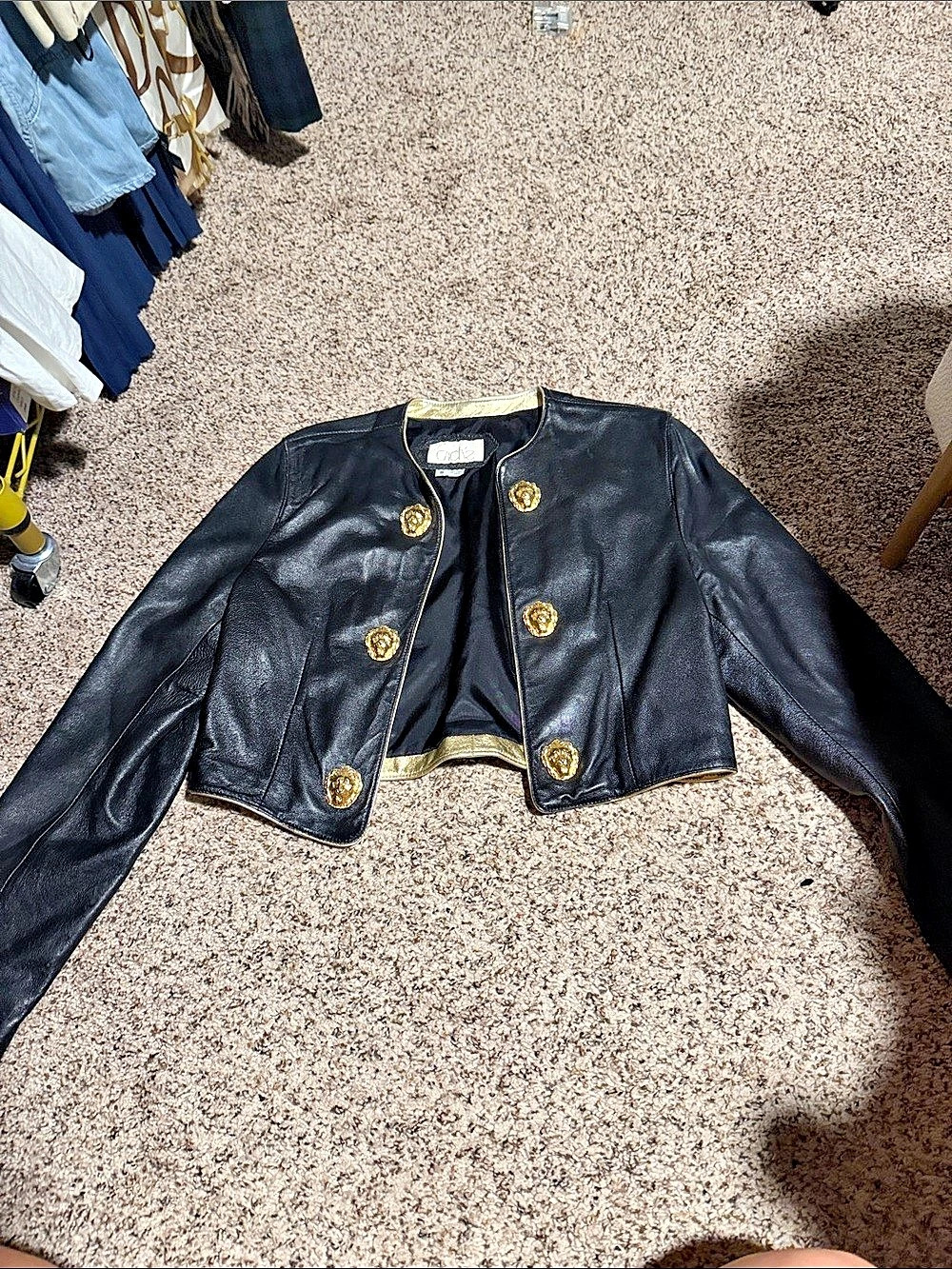 Vintage Cache Black Leather-Jacket Size Small Like New Mob Wife Vercase